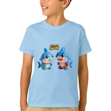 Familia de tiburones linda 3D Personaje de dibujos