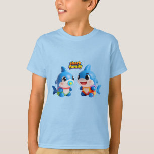 Camiseta Familia de tiburones linda 3D Personaje de dibujos