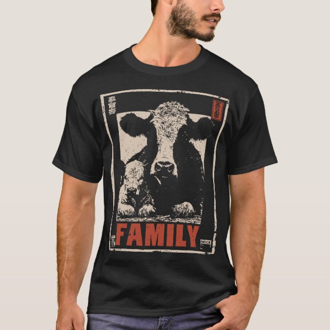 Camiseta Familia de vaca y ternera - Madre y bebé rusas (Anverso)