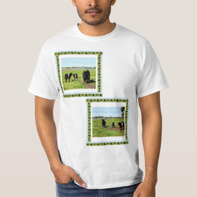 Camiseta Familia de vacas Galloway cortadas, (Anverso)