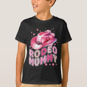 Camiseta Familia de vaquera rosa momia de rodeo cumpleaños 