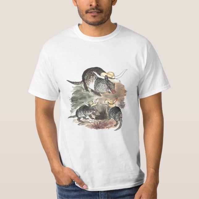 Camiseta Familia del armadillo del vaquero (Anverso)