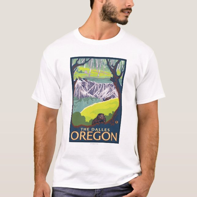Camiseta Familia del castor - el Dalles, Oregon (Anverso)