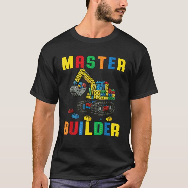 Camiseta Familia Divertida Maestro Constructor Bloques De C (Anverso)
