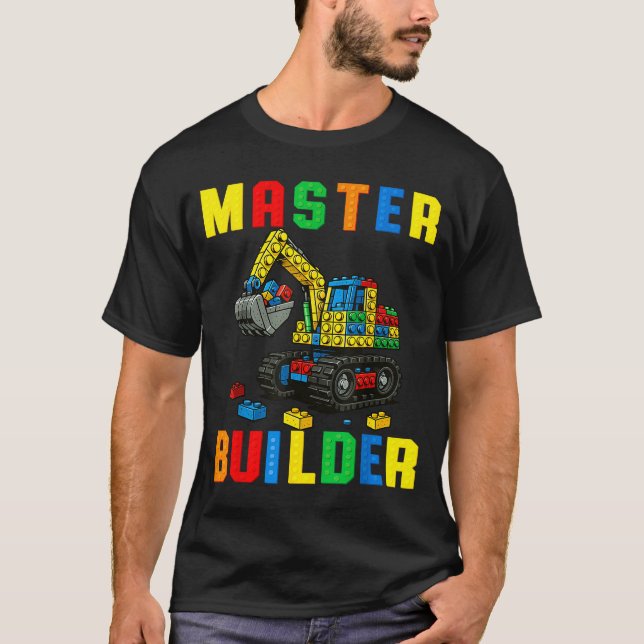 Camiseta Familia Divertida Maestro Constructor Bloques De C (Anverso)