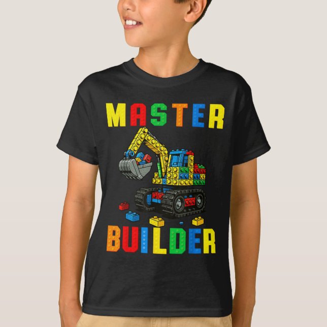 Camiseta Familia Divertida Maestro Constructor Bloques De C (Anverso)
