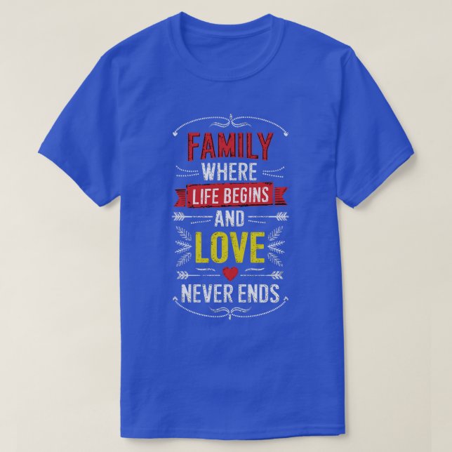 Camiseta Familia donde la vida empieza y el amor nunca term (Diseño del anverso)