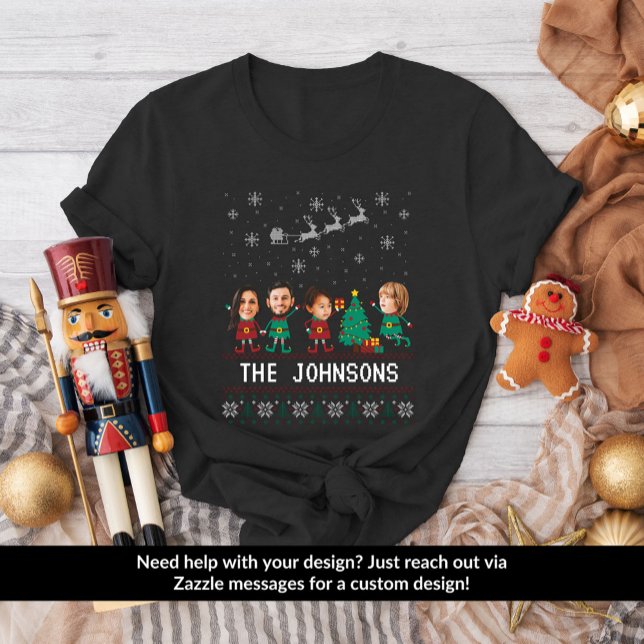 Camiseta Familia Elf de Navidades de fotos de caras diverti (Subido por el creador)