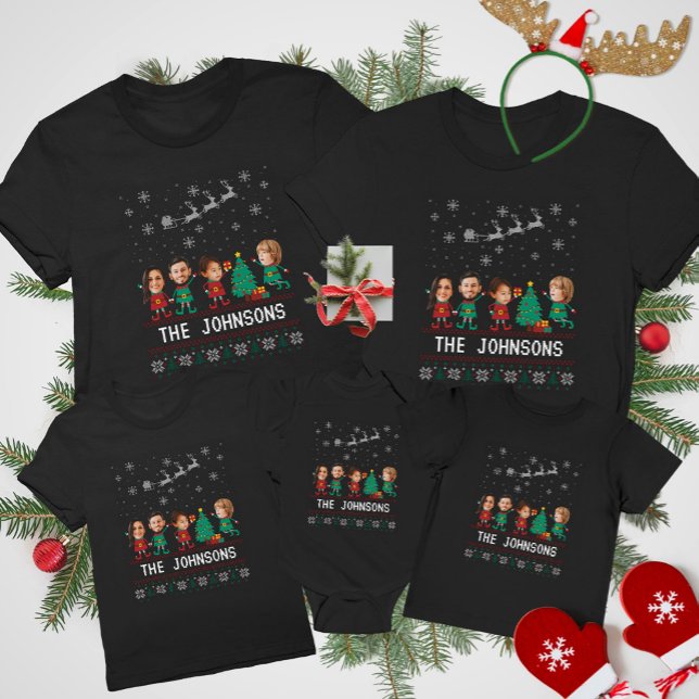 Camiseta Familia Elf de Navidades de fotos de caras diverti (Subido por el creador)