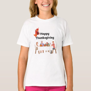 Camiseta Familia en la mesa con pavo