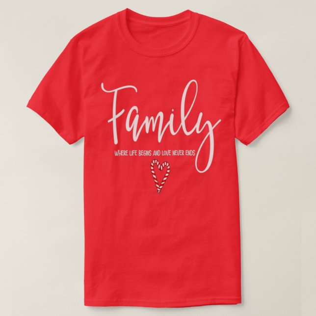 Camiseta Familia Familiar donde la vida comienza y el amor  (Diseño del anverso)