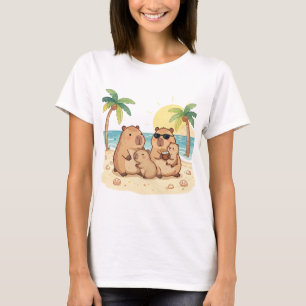 Camiseta Familia Feliz de Carpinchos de Playa Verano Tropic