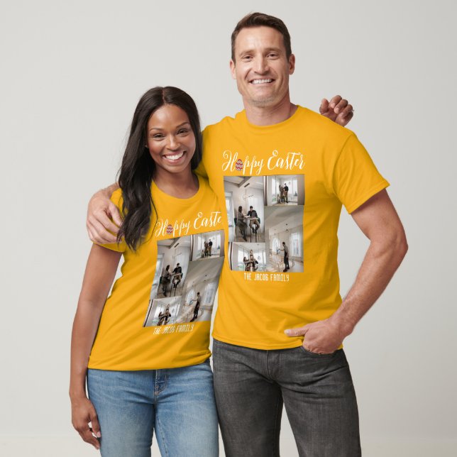Camiseta Familia Feliz Pascua, collage de cuatro fotos de P (Unisexo)