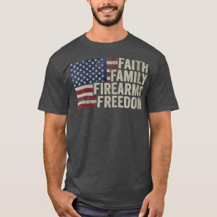 Camiseta Familia femenina de fe armas de fuego Libertad Fl 