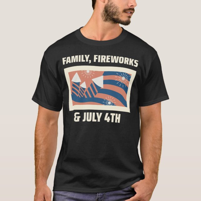 Camiseta Familia, fuegos artificiales y 4 de julio (Anverso)