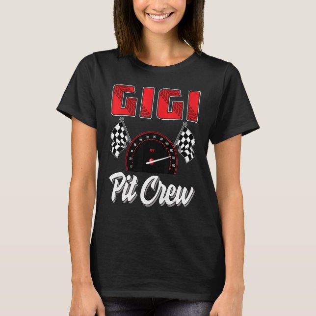 Camiseta Familia Gigi Pit Crew Race Car Birday Party Carrer (Anverso)