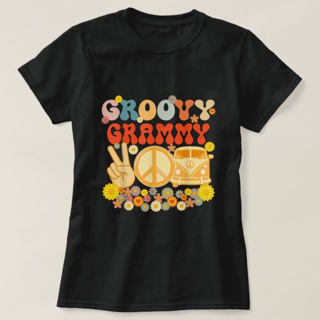 Camiseta Familia Groovy Grammy Retro Matemática Baby Shower (Diseño del anverso)