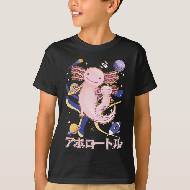 Camiseta Familia japonesa cute Axolotl Galaxy Anime (Anverso)