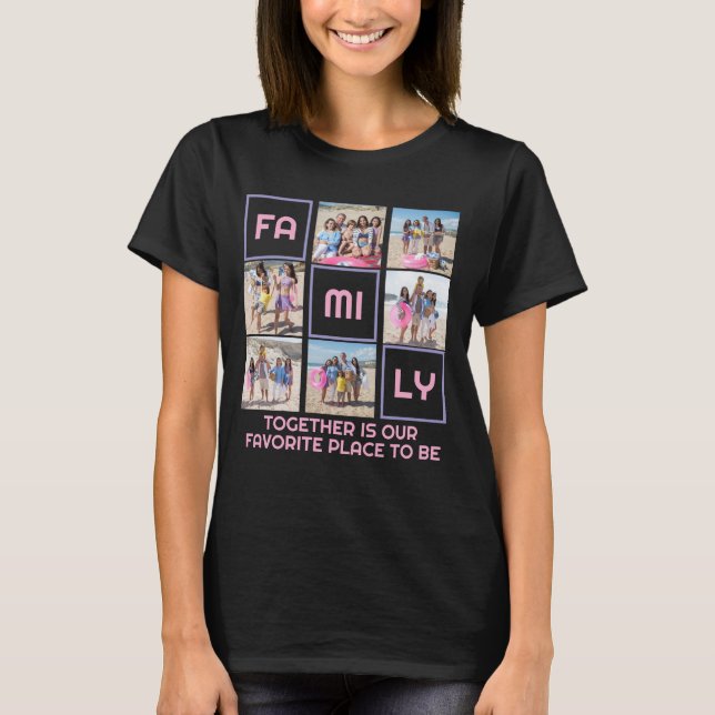Camiseta Familia Juntos 6 fotos y texto personalizado (Anverso)
