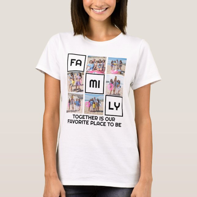 Camiseta Familia Juntos 6 fotos y texto personalizado (Anverso)