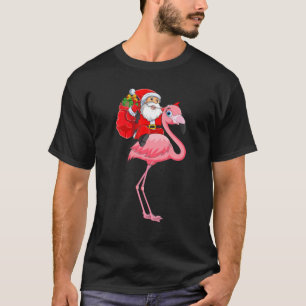 Camiseta Familia Matemática Divertido Santa Riding Flamingo