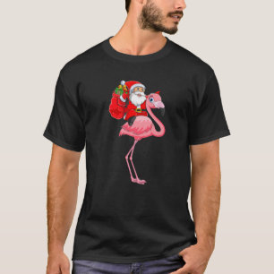 Camiseta Familia Matemática Divertido Santa Riding Flamingo