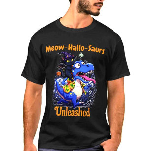 Camiseta Familia Naranja Meow Funny Halloween
