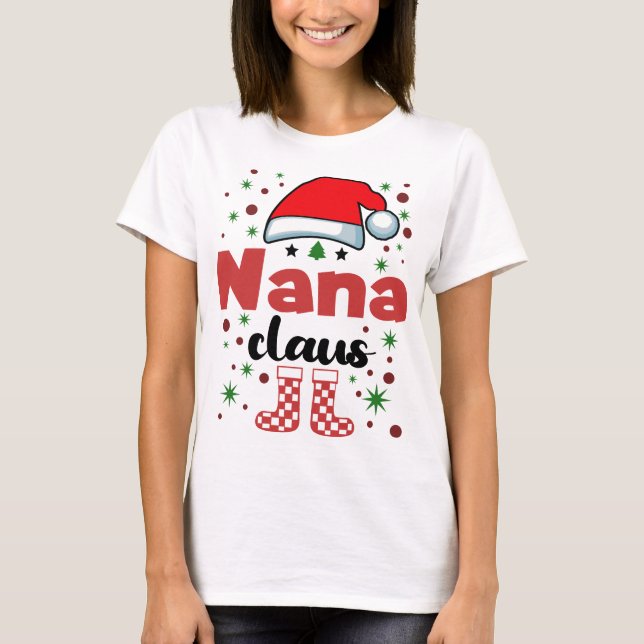 Camiseta Familia navidad Nana Esposa Santa Hat (Anverso)
