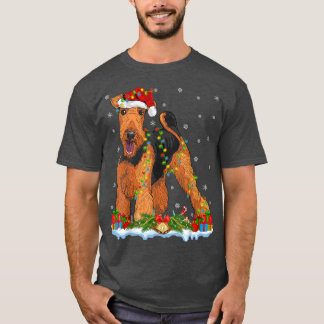 Camiseta Familia navideña coincide con Santa Airedale Terri