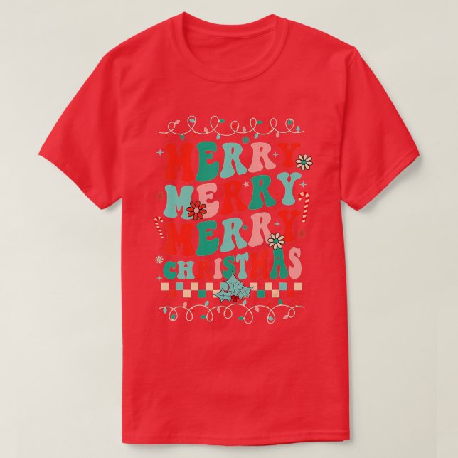 Camiseta Familia navideña retro Feliz Navidad con navidad p (Diseño del anverso)