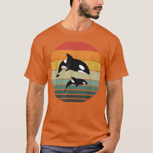 Camiseta Familia Orca Arte Retro Vintage, Familia Ballena A