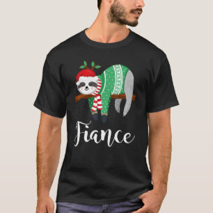 Camiseta Familia Pajama de Fiance Sloth Santa Hat Navidades