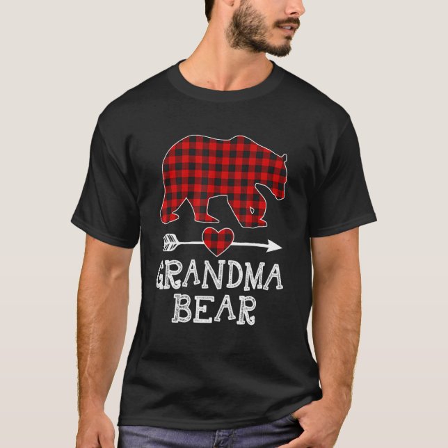Camiseta Familia Pajama de oso de abuela roja tocada (Anverso)