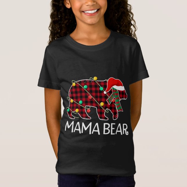 Camiseta Familia Pajama de oso rojo vestido mamá a juego (Anverso)