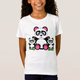 Camiseta Familia Panda Cuta En Verde Y Rosa