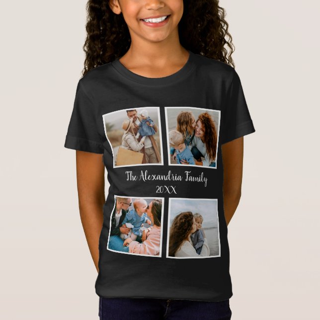 Camiseta Familia personalizada 4 plantilla de collage de fo (Anverso)