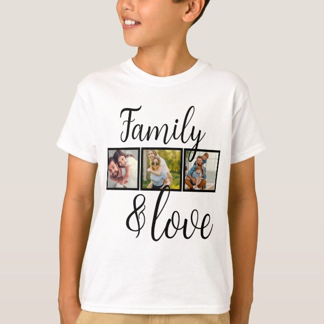 Camiseta Familia personalizada y Collage de fotos de amor (Anverso)