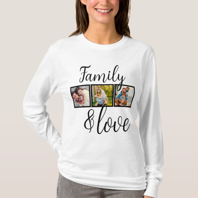 Camiseta Familia personalizada y Collage de fotos de amor (Anverso)