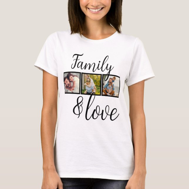 Camiseta Familia personalizada y Collage de fotos de amor (Anverso)