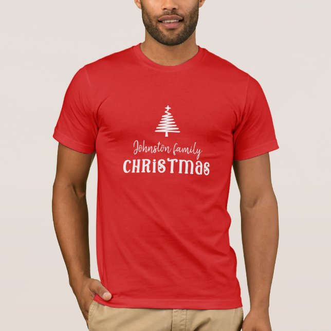 Camiseta Familia personalizado árbol de Navidad simple mode (Anverso)