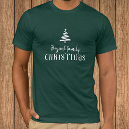 Camiseta Familia personalizado árbol de Navidad verde moder