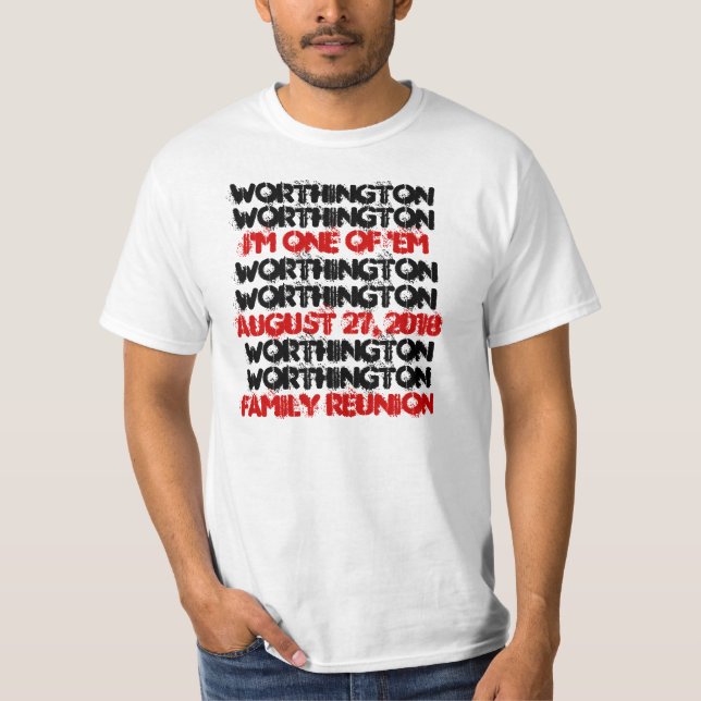 Camiseta Familia Personalizado Fun Reunión Blanco Rojo Negr (Anverso)