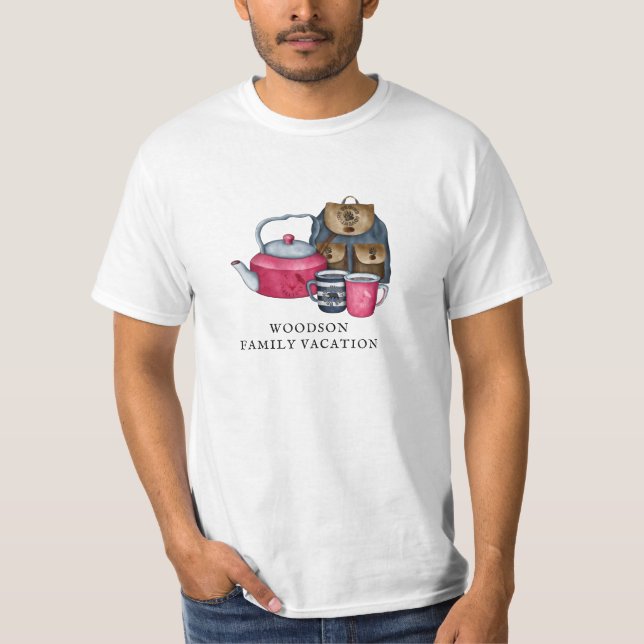 Camiseta Familia personalizado Vacaciones Camping Nombre Fa (Anverso)
