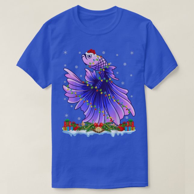 Camiseta Familia Pesquera Que Coincide Con Santa Betta Fish (Diseño del anverso)