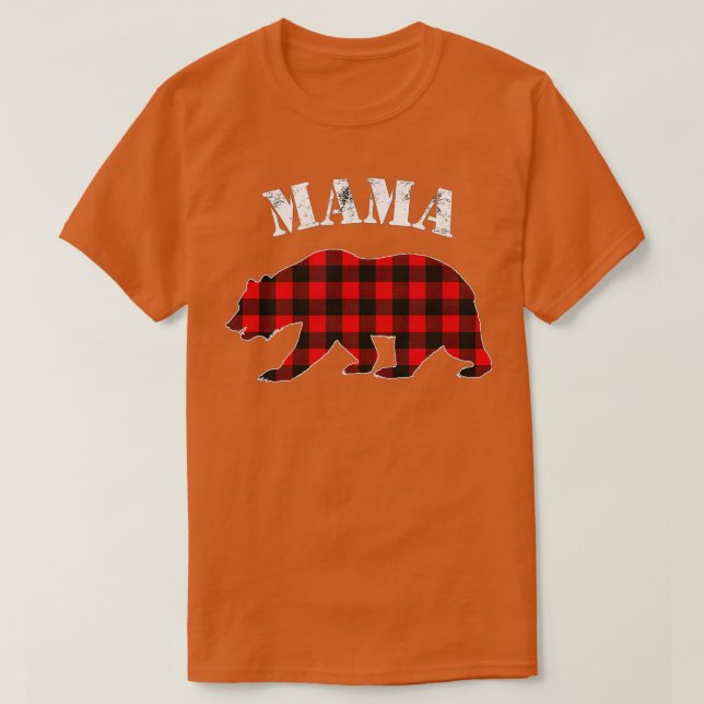 Camiseta Familia Red Plaid Mama Bear Buffalo Matanza Pajama (Diseño del anverso)