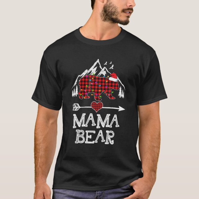 Camiseta Familia Red Plaid Mama Bear Buffalo Matanza Pajama (Anverso)
