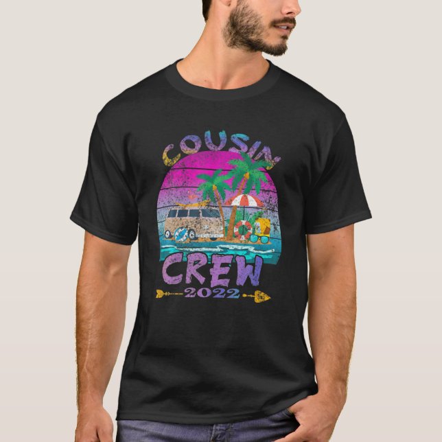 Camiseta Familia Retro Cousin Crew Vacation 2022 Beach Trip (Anverso)