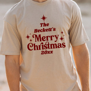 Camiseta Familia Retro Groovy Merry navidad
