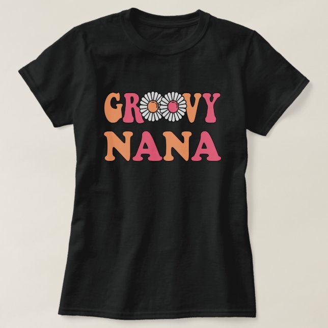 Camiseta Familia Retro Groovy Nana (Diseño del anverso)