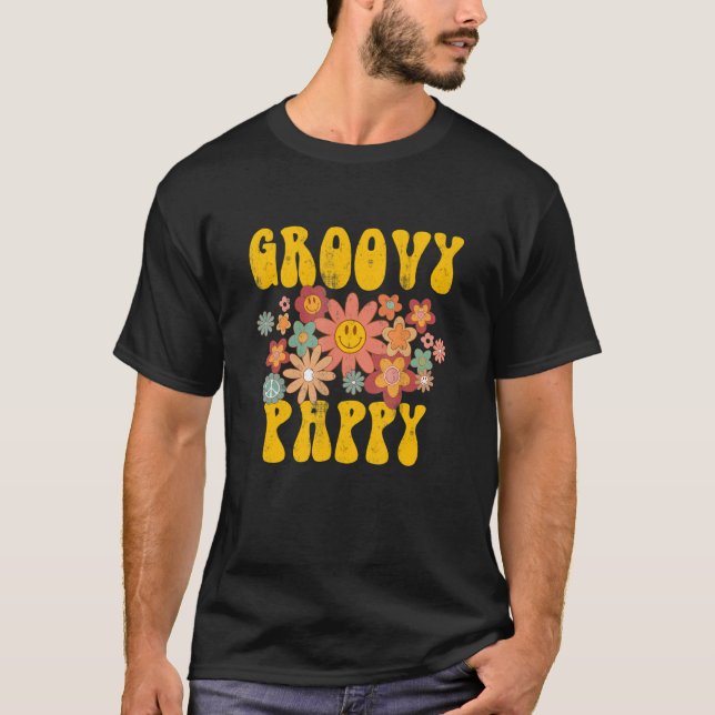 Camiseta Familia Retro Groovy Pappy Mateo 1er cumpleaños Pa (Anverso)